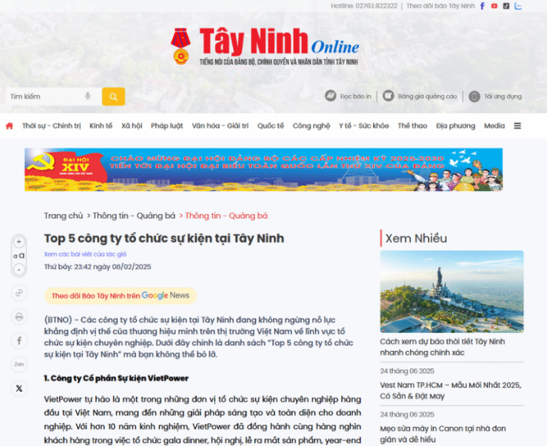 baotayninh.vn: Top 5 công ty tổ chức sự kiện tại Tây Ninh