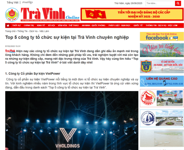 baotravinh.vn: Top 5 công ty tổ chức sự kiện tại Trà Vinh chuyên nghiệp