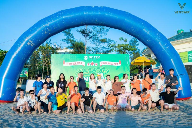 Backdrop team building bãi biển năng động trẻ trung