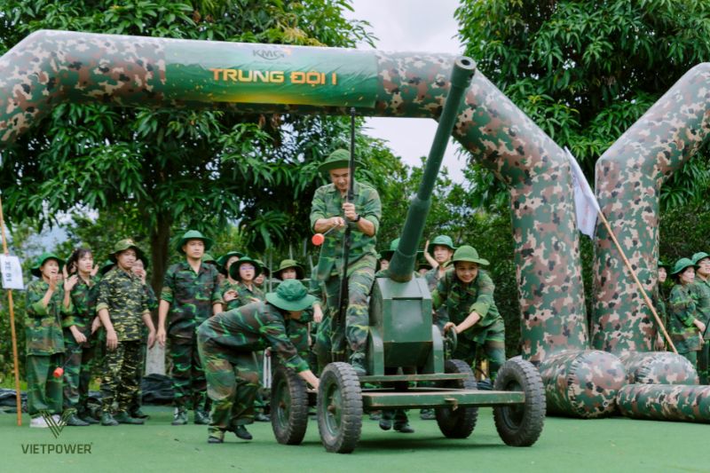 kéo pháo hành quân - trò chơi team building quân đội