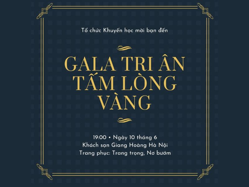 Thiệp mời sử dụng khung viền Art Deco cổ điển và font chữ Serif trang trọng