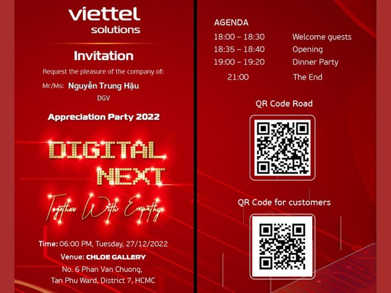 Thiệp mời Gala Dinner tích hợp mã QR