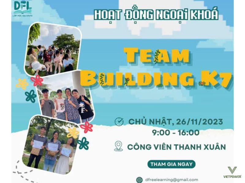 Mẫu thiệp hoạt động ngoại khóa tươi trẻ với phong cách thiết kế pixel và khung hình kỷ niệm năng động
